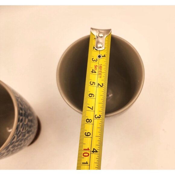 Vintage Japanese Ceramic Teacup Yunomi Blue Design Brown Bottom Sencha TC225 70s - Picture 3 of 6